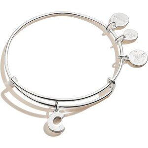 Expandable Bangle for Women, Initials A to Z Letter Charms, Shiny Finish, 2 to 3